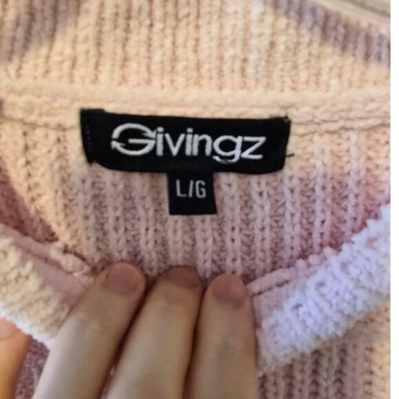 Pastel Pink Heart Motif Knit Sweater Pullover Soft Coquette Fairy Size L - Picture 8 of 10